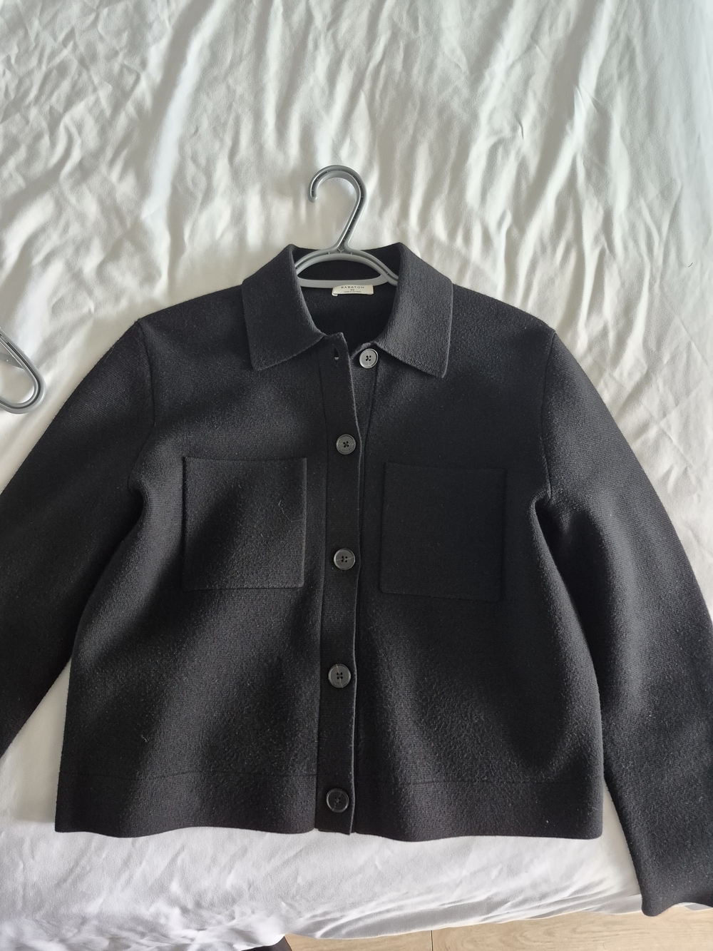 ARITZIA Babaton Black Button-Front Wool Cardigan Jacket